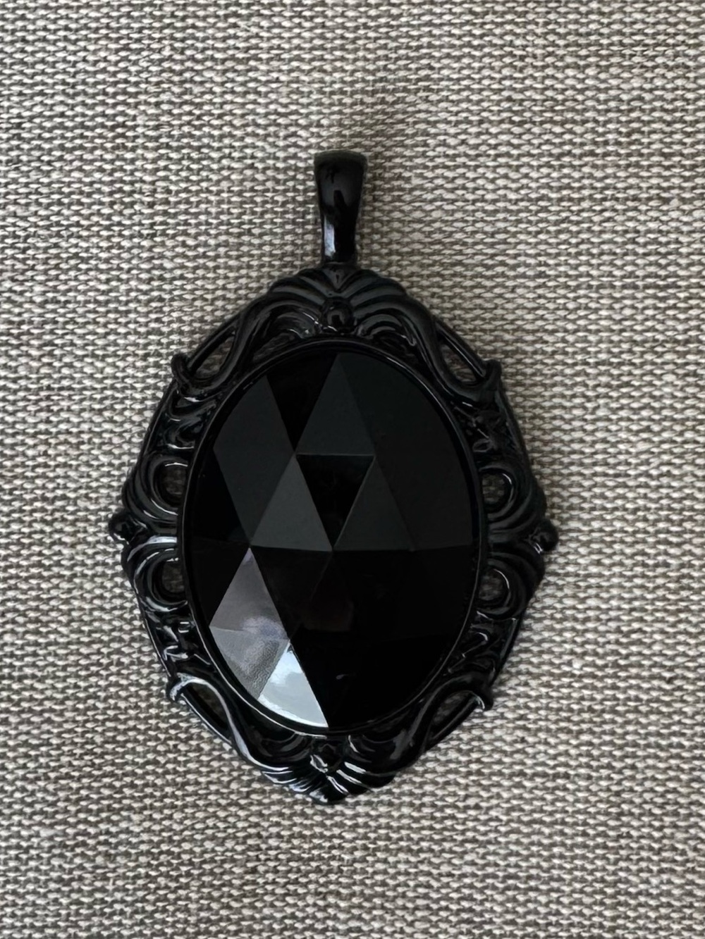 Black Gothic Victorian Style Faceted Statement Pendant